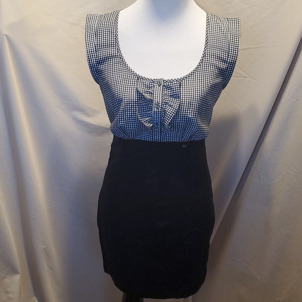 Guess Checkered Ruffle Midi Dress SZ SM